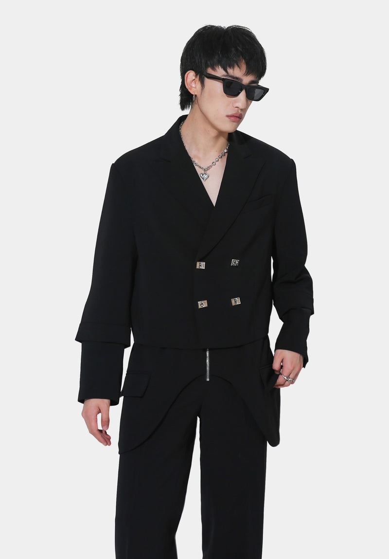 Black Xiàwǔ Cropped Blazer