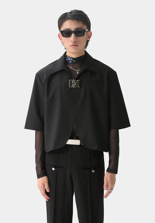 Black Jūnduì Cropped Blazer